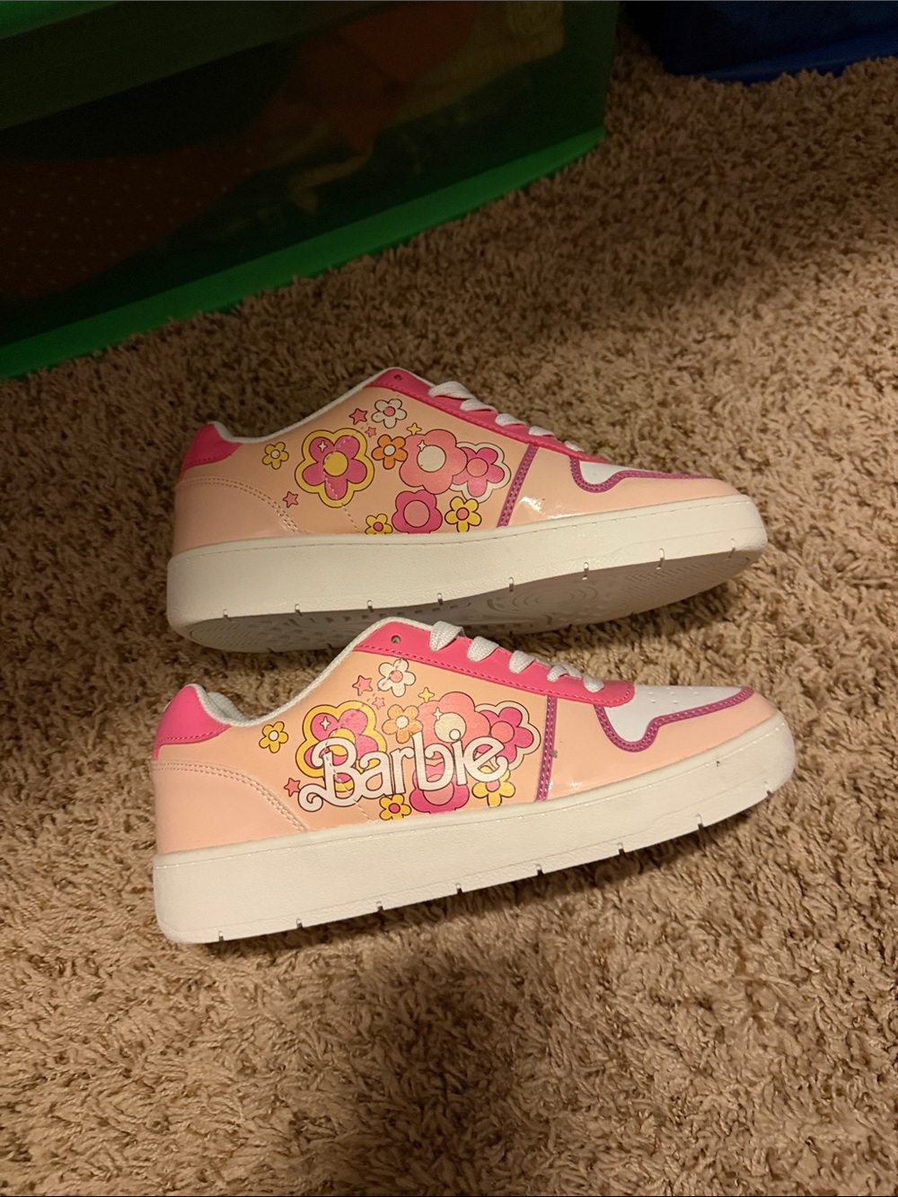 Barbie Pink Floral Platform Sneakers with White Sole